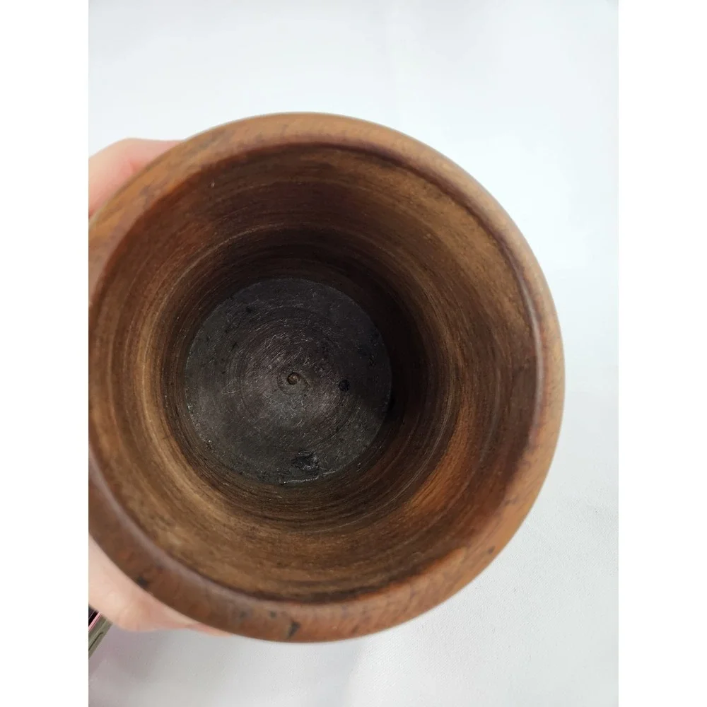 Vintage MCM Wood Planter Vase Handcrafted Hand Turned Plant Holder Unique Decor‎
